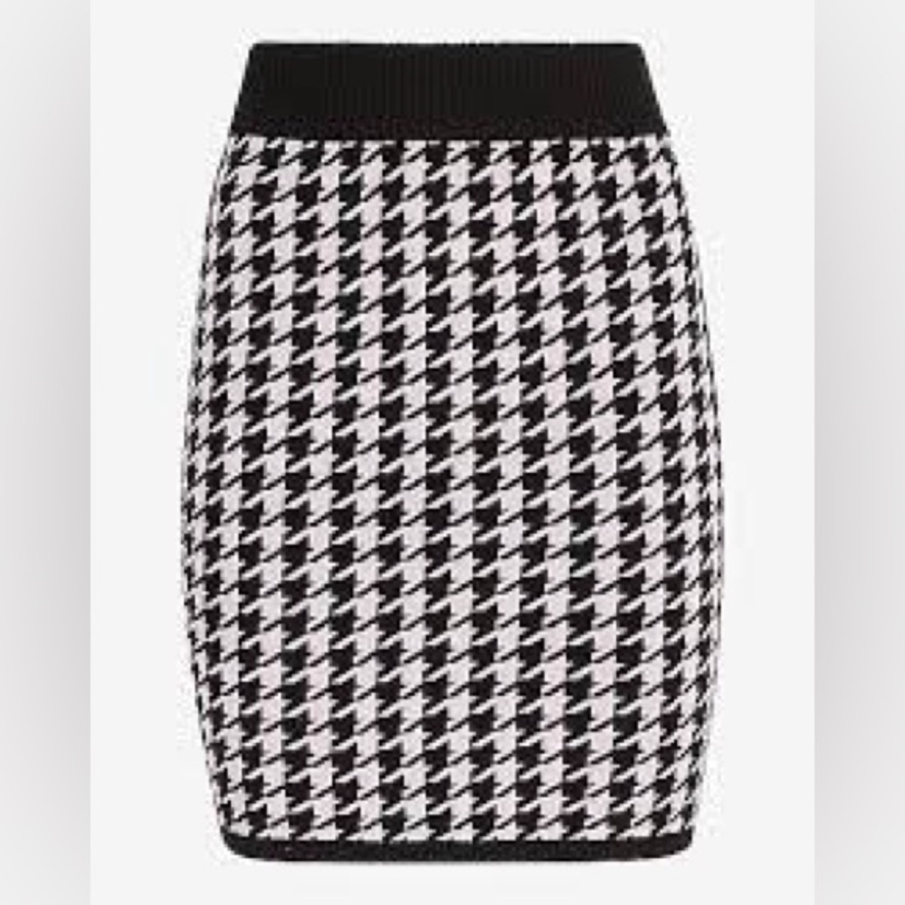 NEW Express Brand Houndstooth Print Sweater Skirt Women’s Size XL X-Large NWT